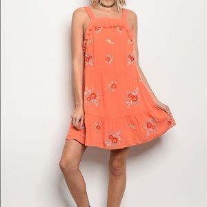 NWT Orange Floral Pom Dress